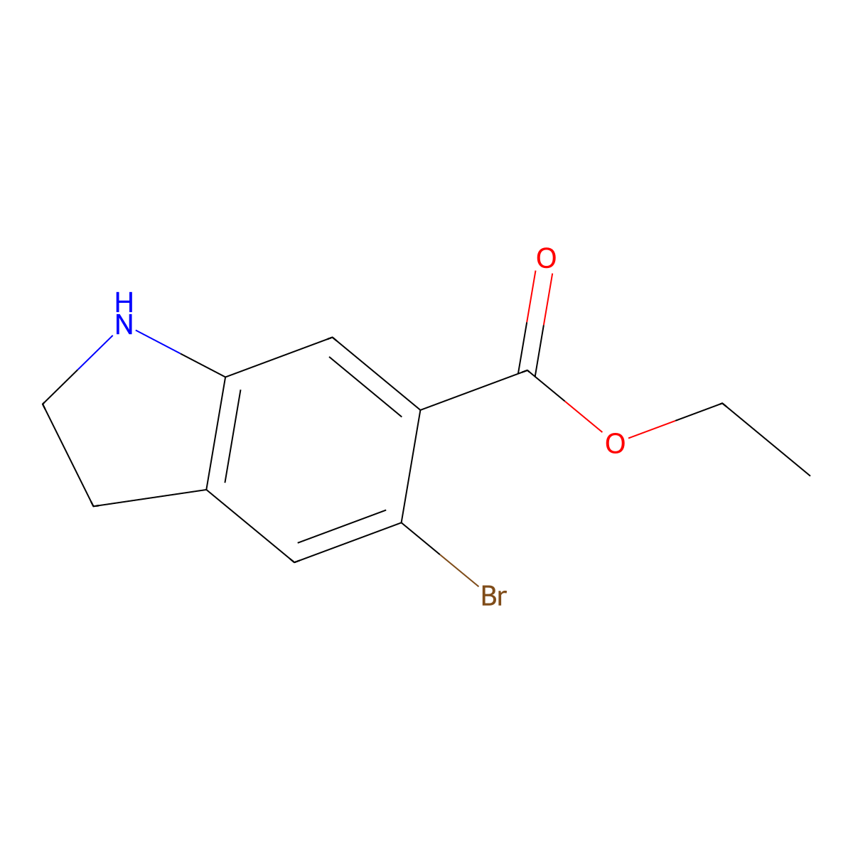 Ethyl 5-bromo-2,3-dihydro-1H-indole-6-carboxylate molecular structure, CAS 2091139-52-3
