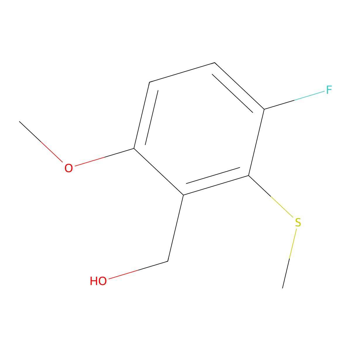 (3-Fluoro-6-methoxy-2-(methylthio)phenyl)methanol molecular structure, CAS 2091139-57-8
