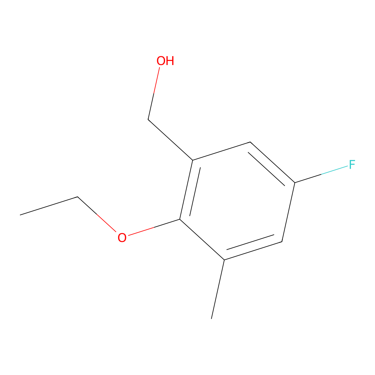 (2-Ethoxy-5-fluoro-3-methylphenyl)methanol molecular structure, CAS 2091142-10-6