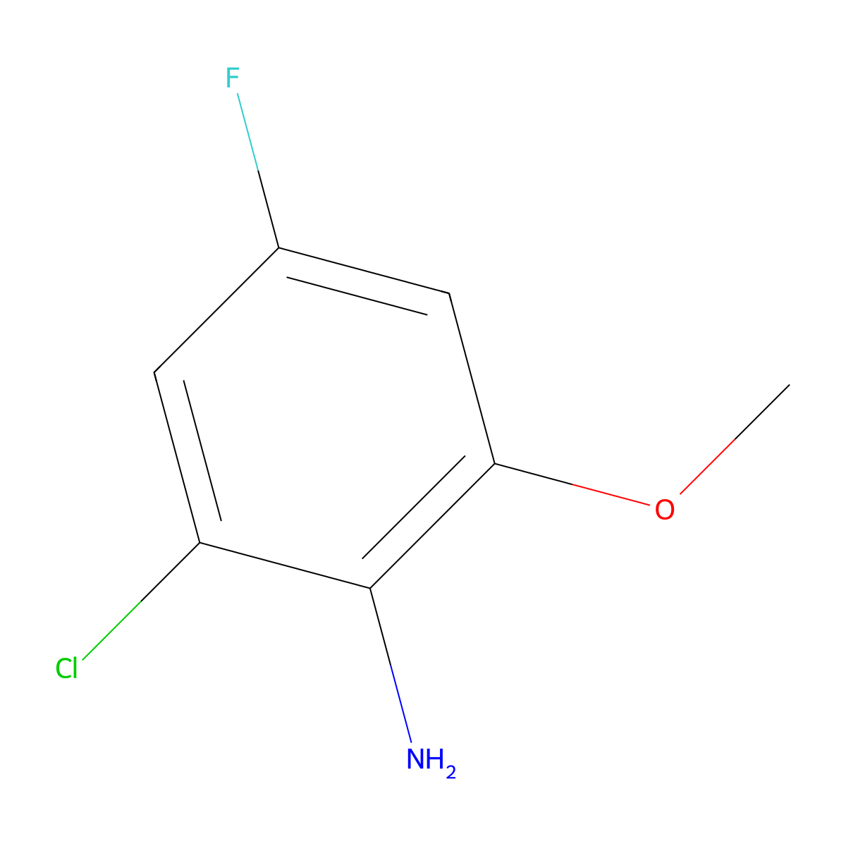2-Chloro-4-fluoro-6-methoxyaniline molecular structure, CAS 2091142-35-5