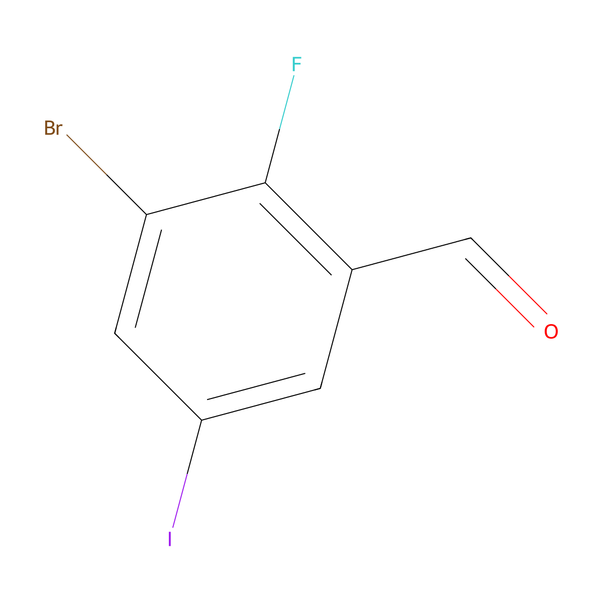 3-Bromo-2-fluoro-5-iodobenzaldehyde molecular structure, CAS 2091143-73-4