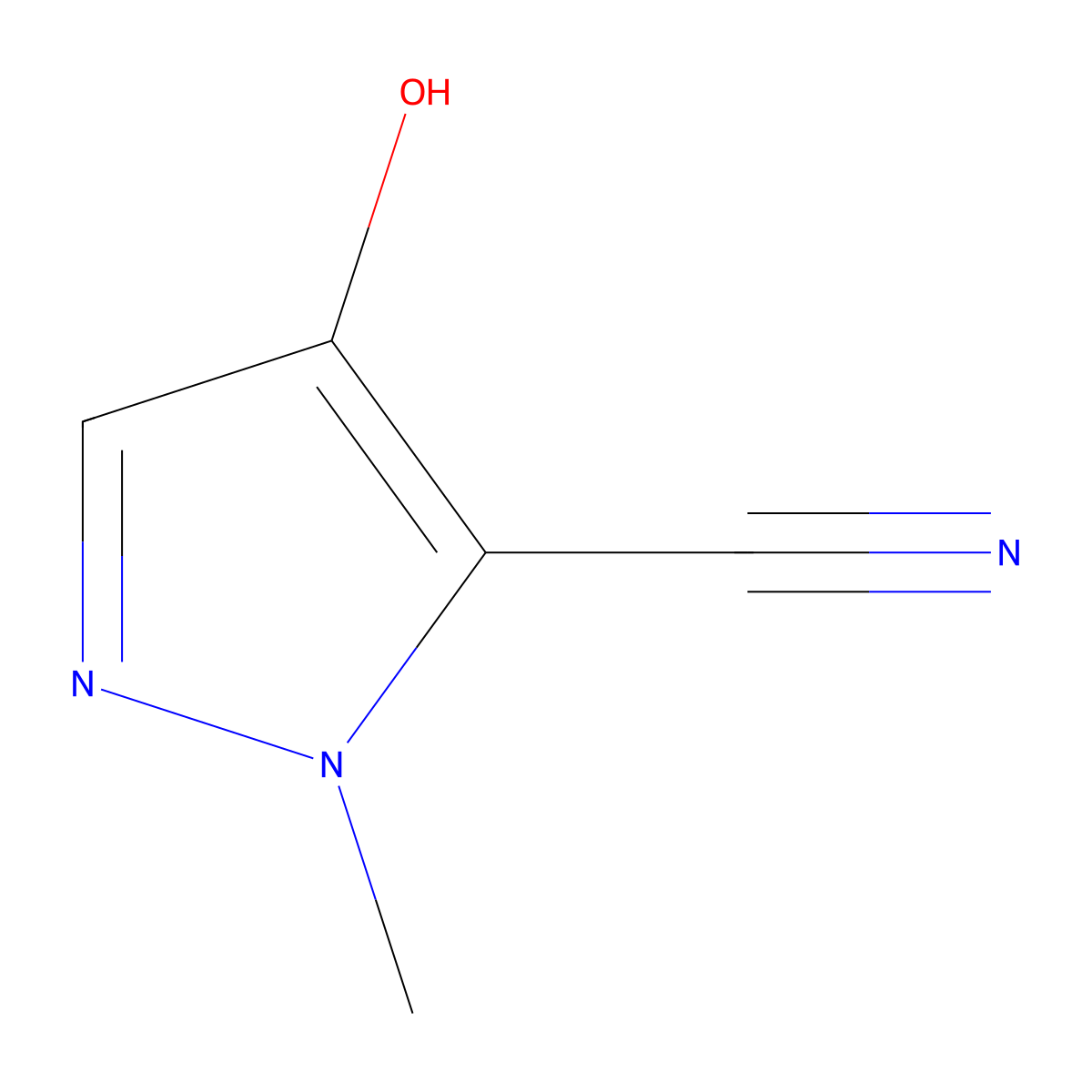4-hydroxy-1-methyl-1H-pyrazole-5-carbonitrile molecular structure, CAS 2091144-03-3
