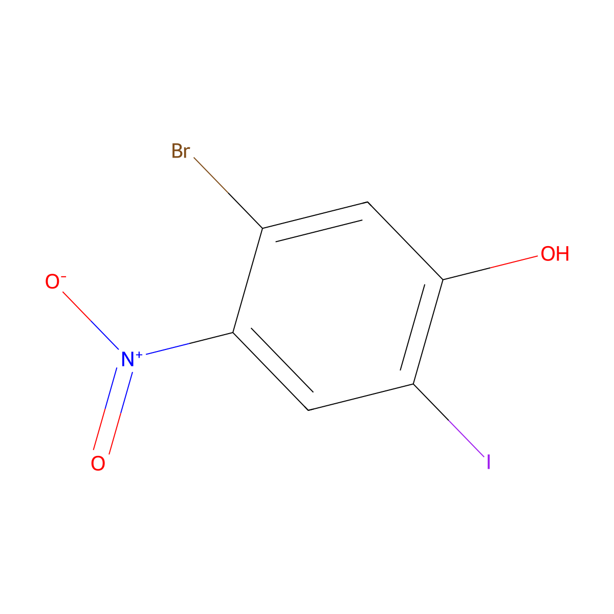 5-Bromo-2-iodo-4-nitrophenol molecular structure, CAS 2091145-74-1