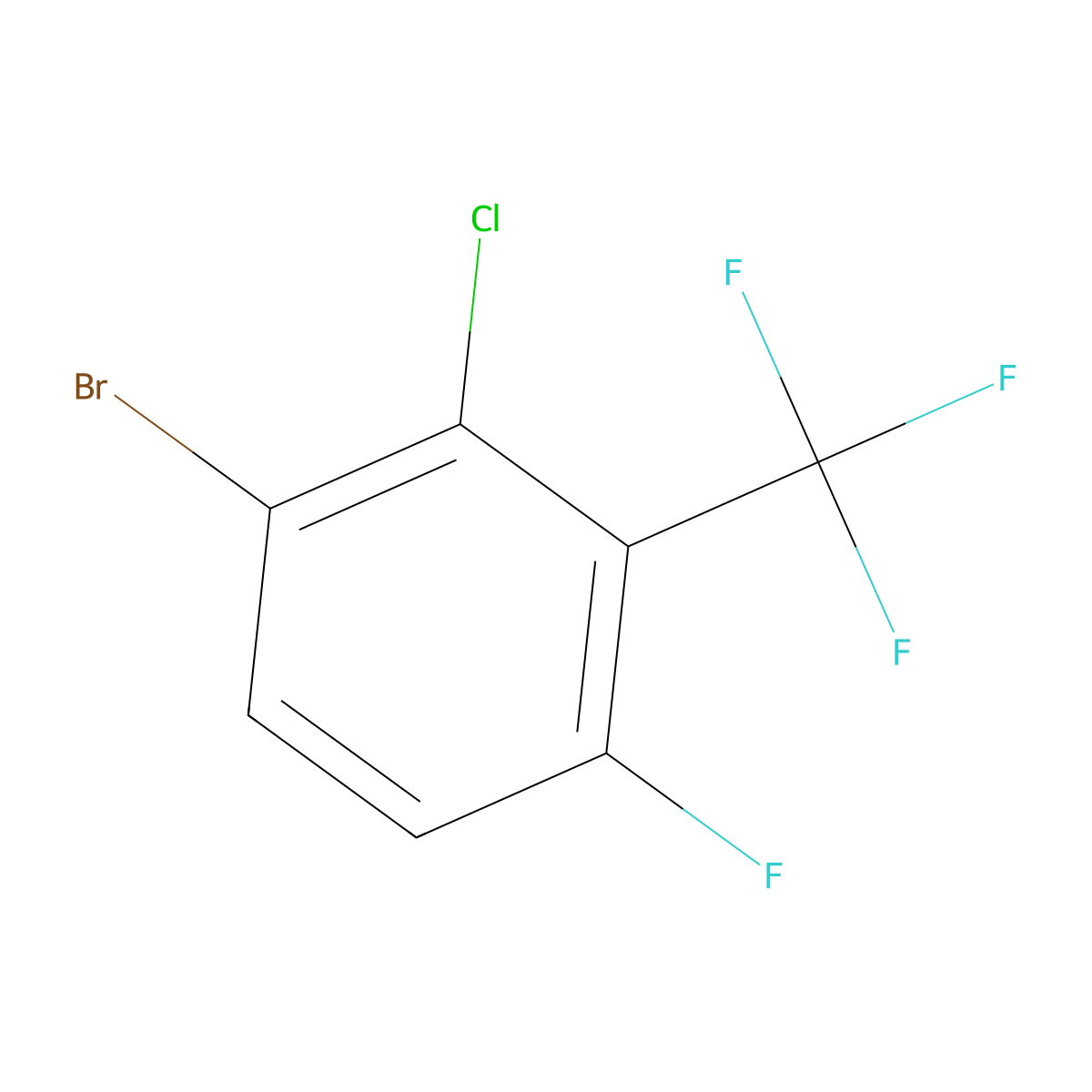 1-Bromo-2-chloro-4-fluoro-3-(trifluoromethyl)benzene molecular structure, CAS 2091146-38-0