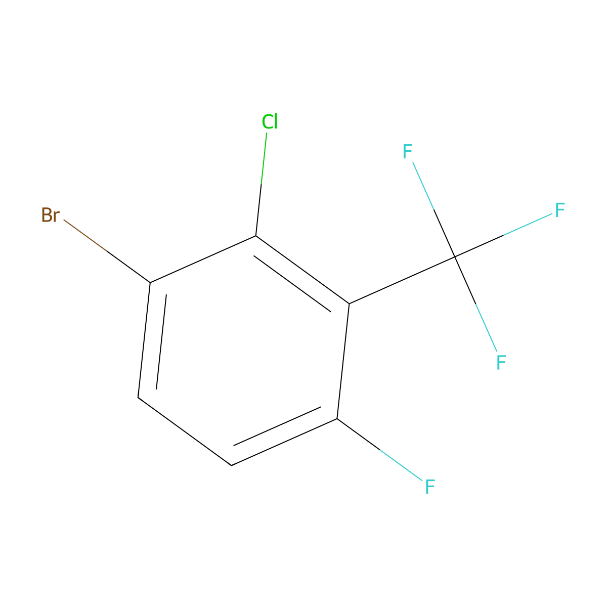 1-Bromo-2-chloro-4-fluoro-3-(trifluoromethyl)benzene molecular structure, CAS 2091146-38-0