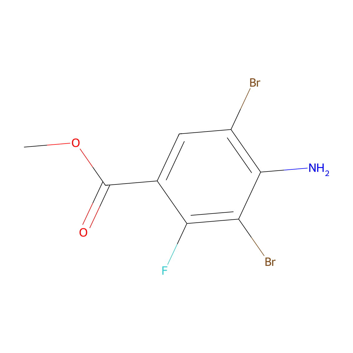 Methyl 4-amino-3,5-dibromo-2-fluorobenzoate molecular structure, CAS 2091146-39-1