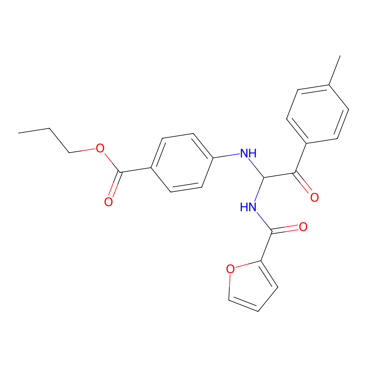 4-[[1-[(2-Furanylcarbonyl)amino]-2-(4-methylphenyl)-2-oxoethyl]amino]-benzoic acid propyl ester molecular structure, CAS 2091146-41-5