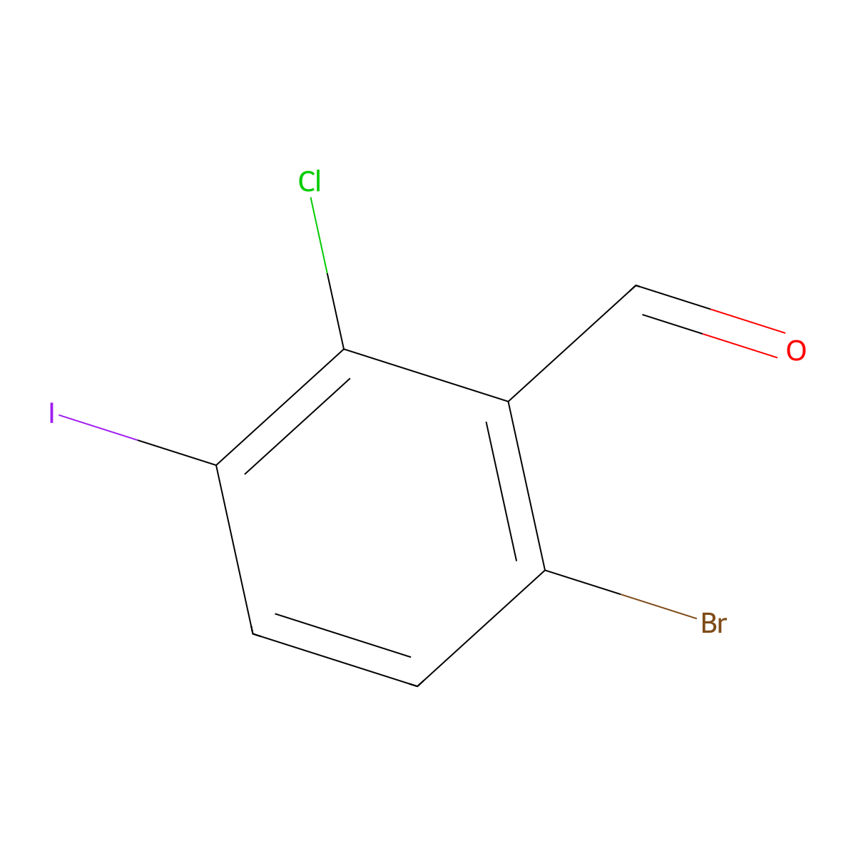 6-Bromo-2-chloro-3-iodobenzaldehyde molecular structure, CAS 2091146-43-7