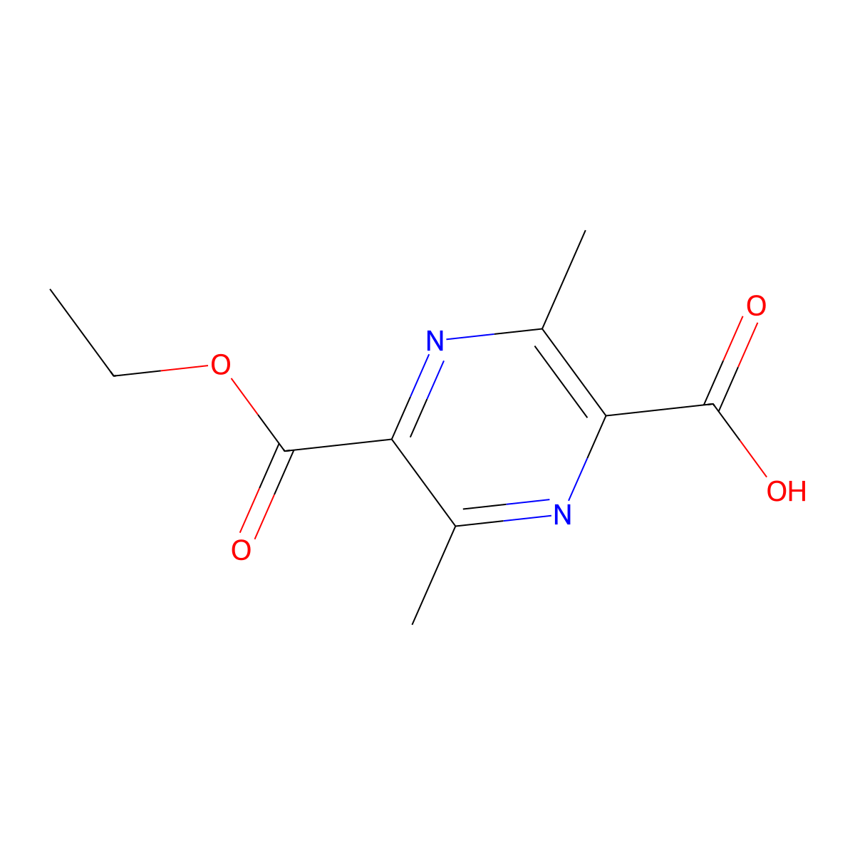 5-(Ethoxycarbonyl)-3,6-dimethylpyrazine-2-carboxylic acid molecular structure, CAS 2091155-40-5
