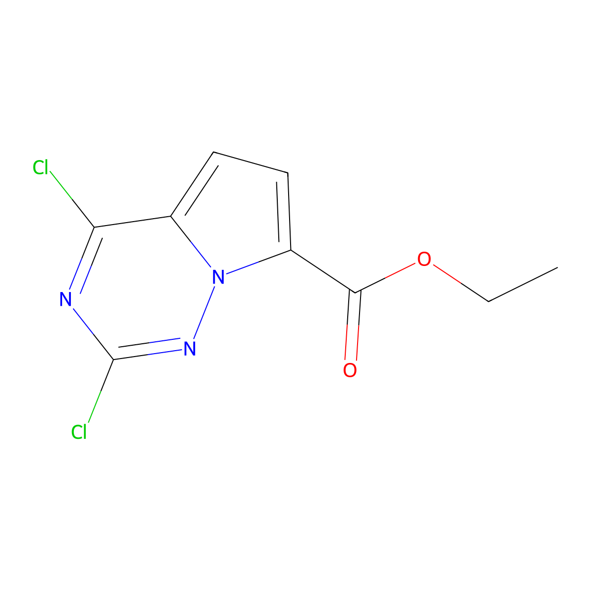 Ethyl 2,4-dichloropyrrolo[2,1-f][1,2,4]triazine-7-carboxylate molecular structure, CAS 2091158-04-0