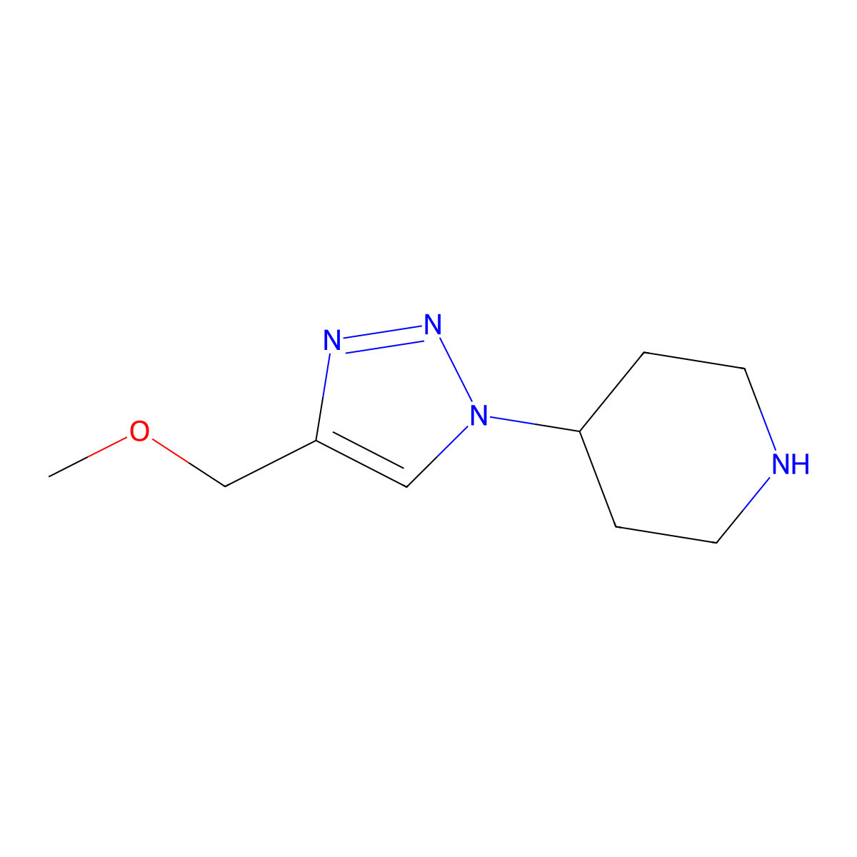 4-(4-(methoxymethyl)-1H-1,2,3-triazol-1-yl)piperidine molecular structure, CAS 2091159-43-0