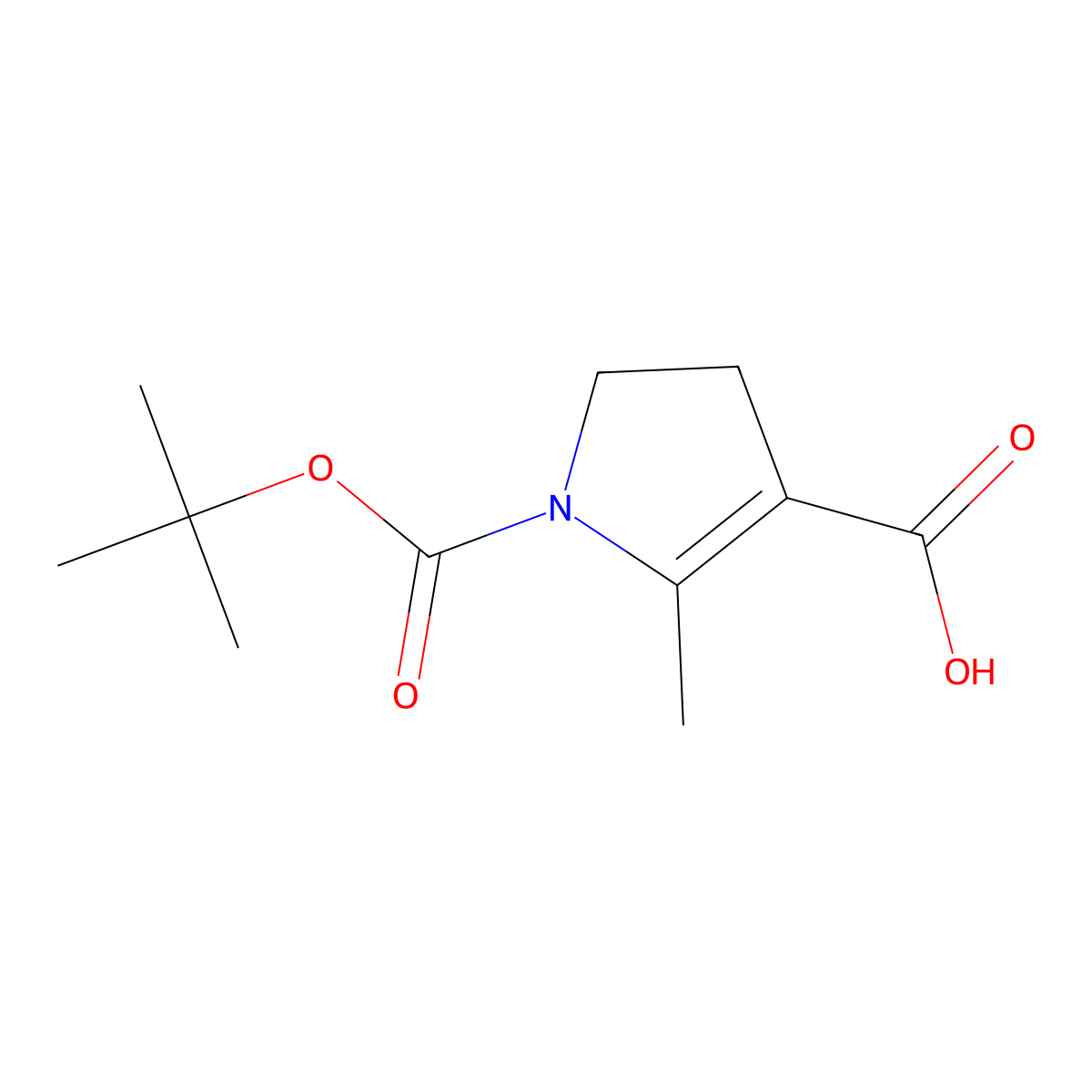 1-[(tert-Butoxy)carbonyl]-2-methyl-4,5-dihydro-1H-pyrrole-3-carboxylic acid molecular structure, CAS 2091166-85-5