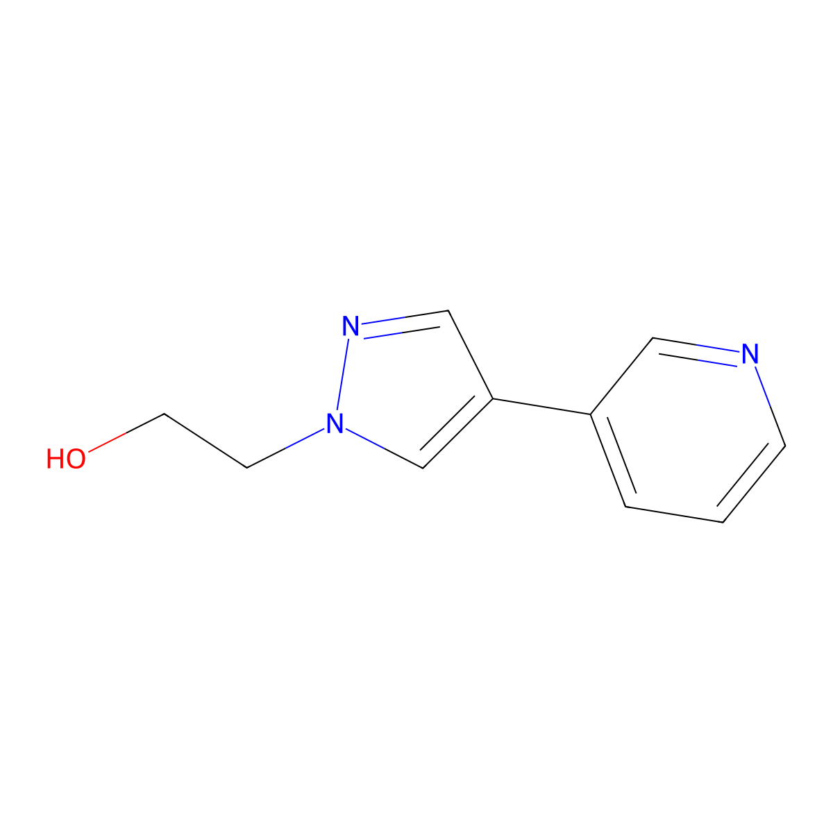 2-(4-(pyridin-3-yl)-1H-pyrazol-1-yl)ethan-1-ol molecular structure, CAS 2091167-26-7