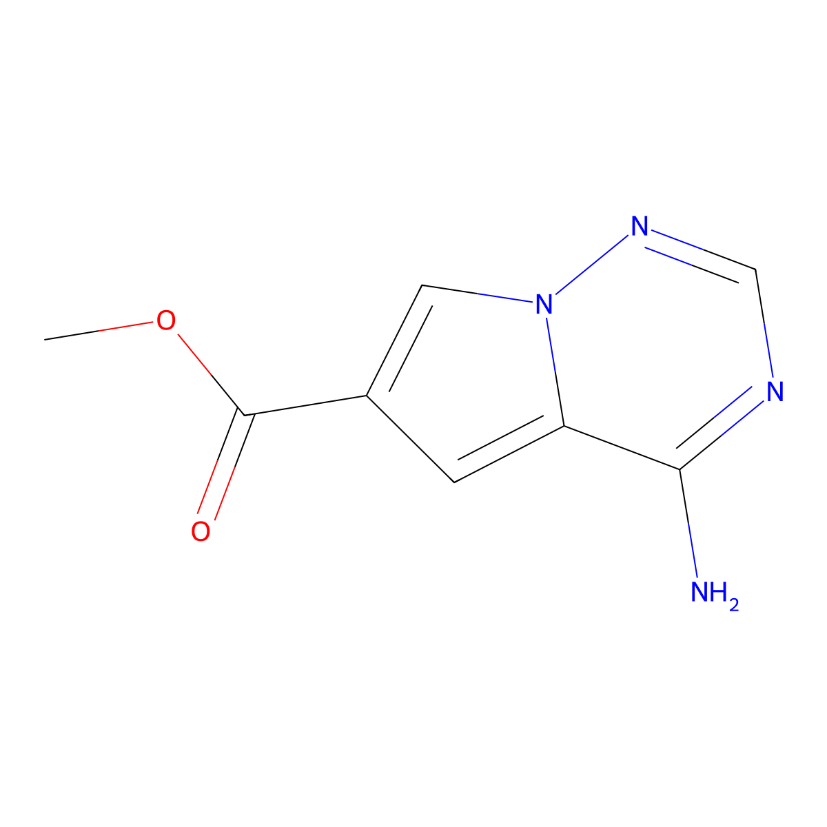 Methyl 4-aminopyrrolo[2,1-f][1,2,4]triazine-6-carboxylate molecular structure, CAS 2091172-57-3