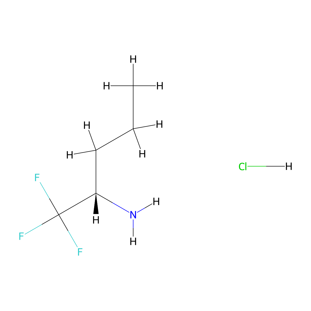 (2S)-1,1,1-Trifluoropentan-2-amine hydrochloride molecular structure, CAS 2091174-30-8