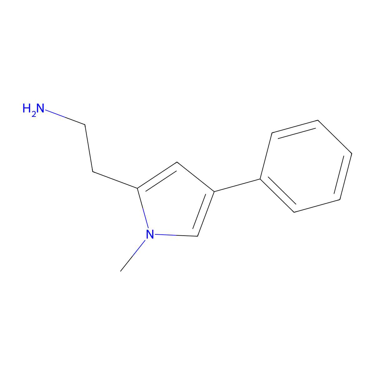 2-(1-methyl-4-phenyl-1H-pyrrol-2-yl)ethan-1-amine molecular structure, CAS 2091179-27-8
