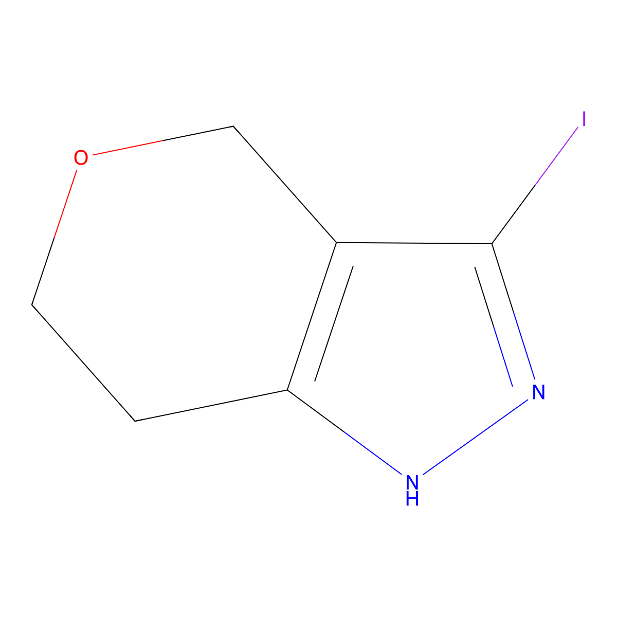 3-Iodo-1,4,6,7-tetrahydropyrano[4,3-C]pyrazole molecular structure, CAS 2091180-63-9