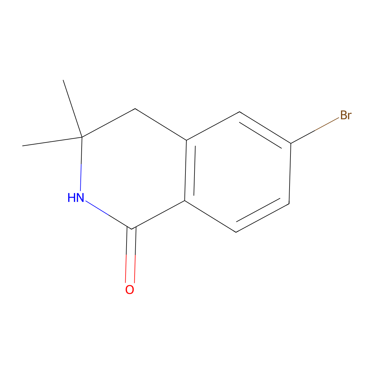 6-Bromo-3,3-dimethyl-3,4-dihydroisoquinolin-1(2H)-one molecular structure, CAS 2091182-77-1