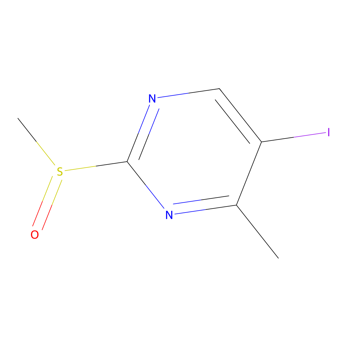 5-Iodo-4-methyl-2-(methylsulfinyl)pyrimidine molecular structure, CAS 2091197-77-0