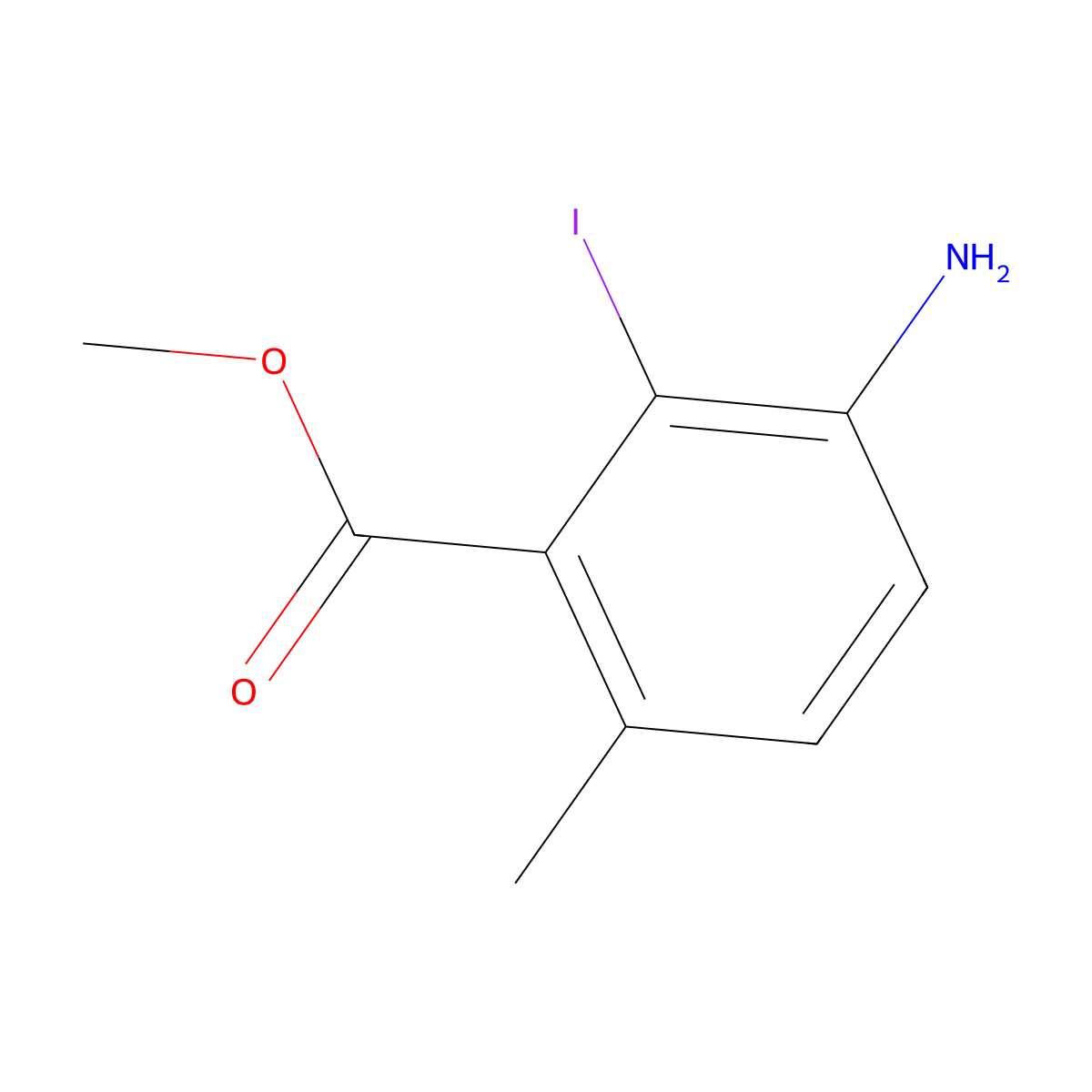 3-Amino-2-iodo-6-methyl-benzoic acid methyl ester molecular structure, CAS 2091215-50-6