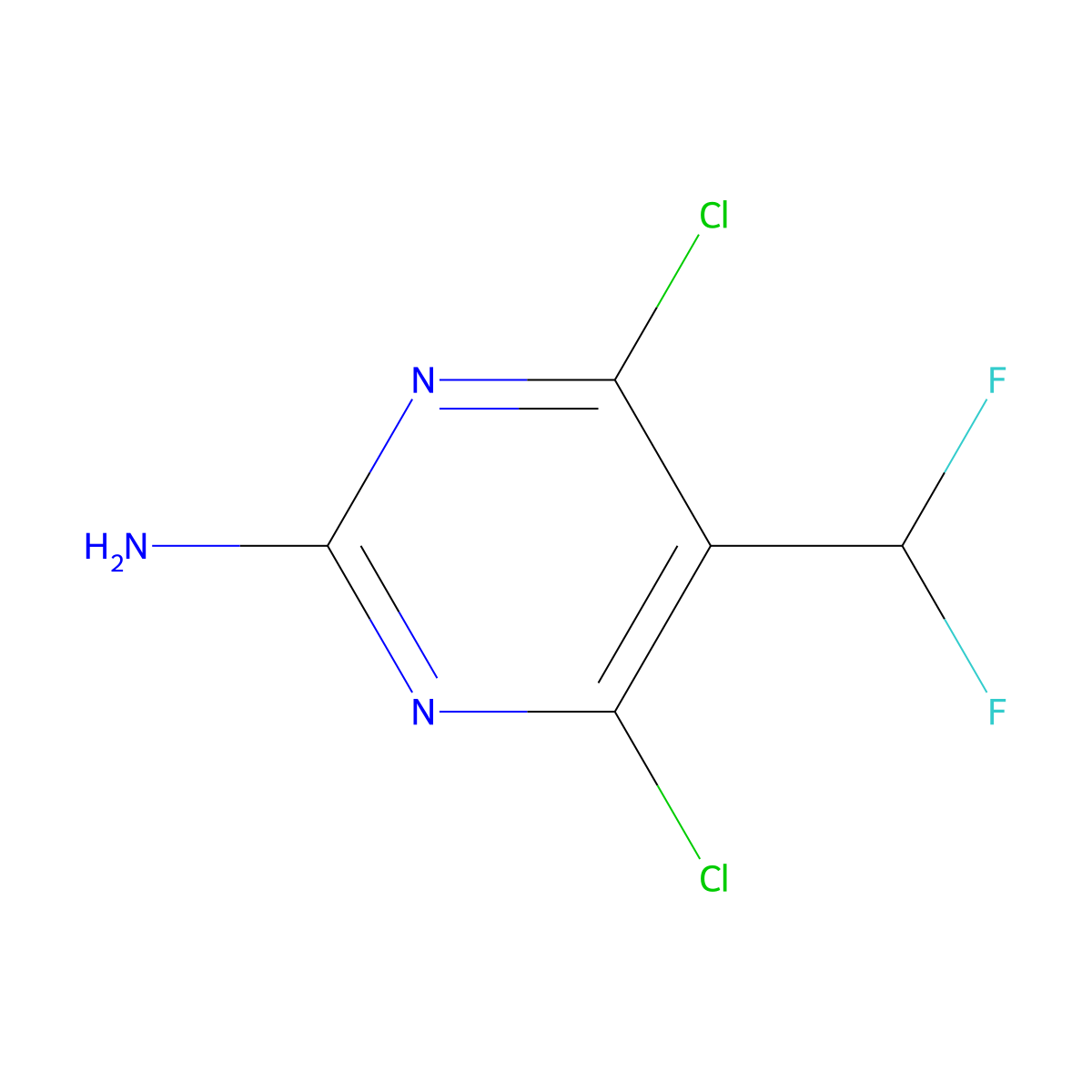 4,6-Dichloro-5-(difluoromethyl)pyrimidin-2-amine molecular structure, CAS 2091217-55-7