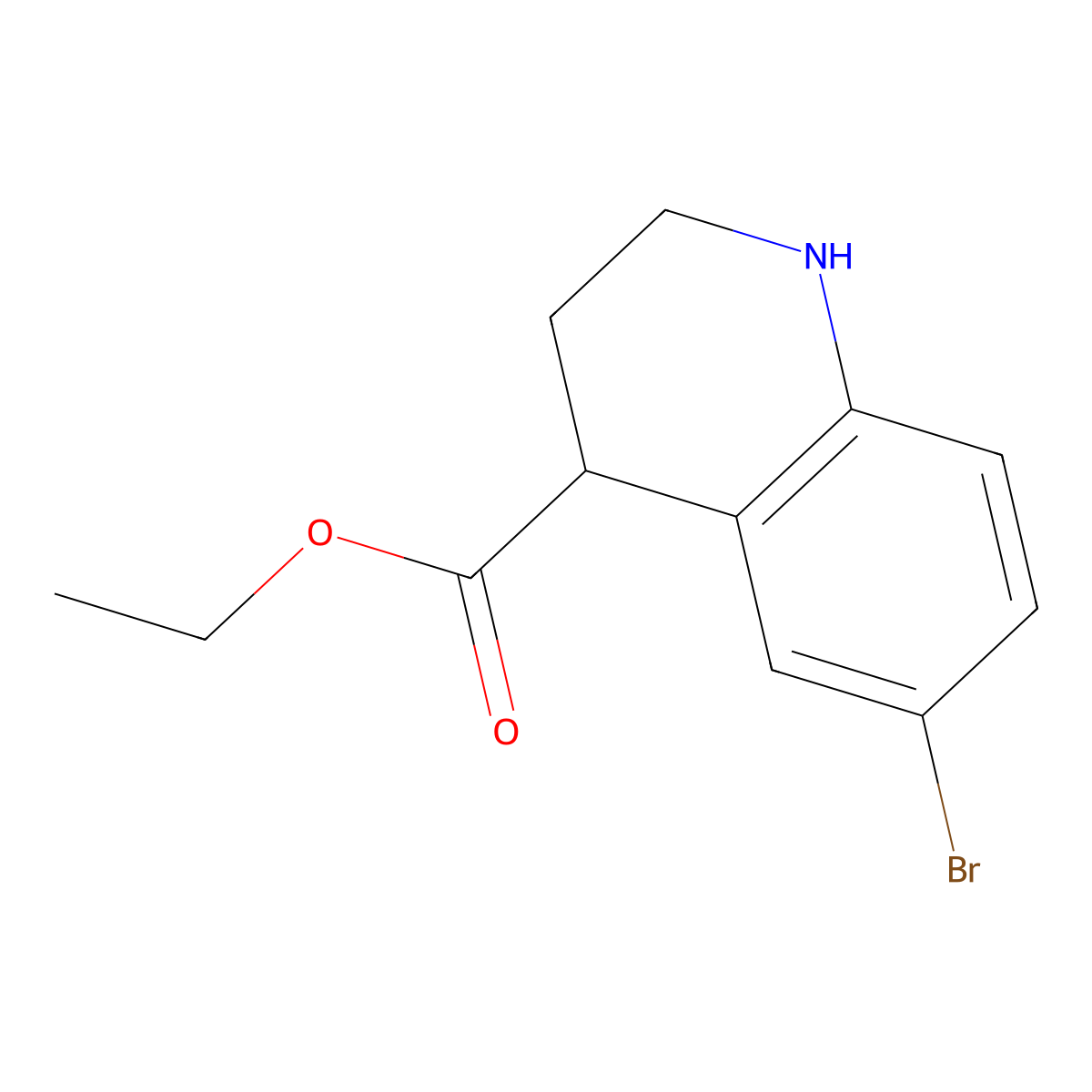 Ethyl 6-bromo-1,2,3,4-tetrahydroquinoline-4-carboxylate molecular structure, CAS 2091217-97-7