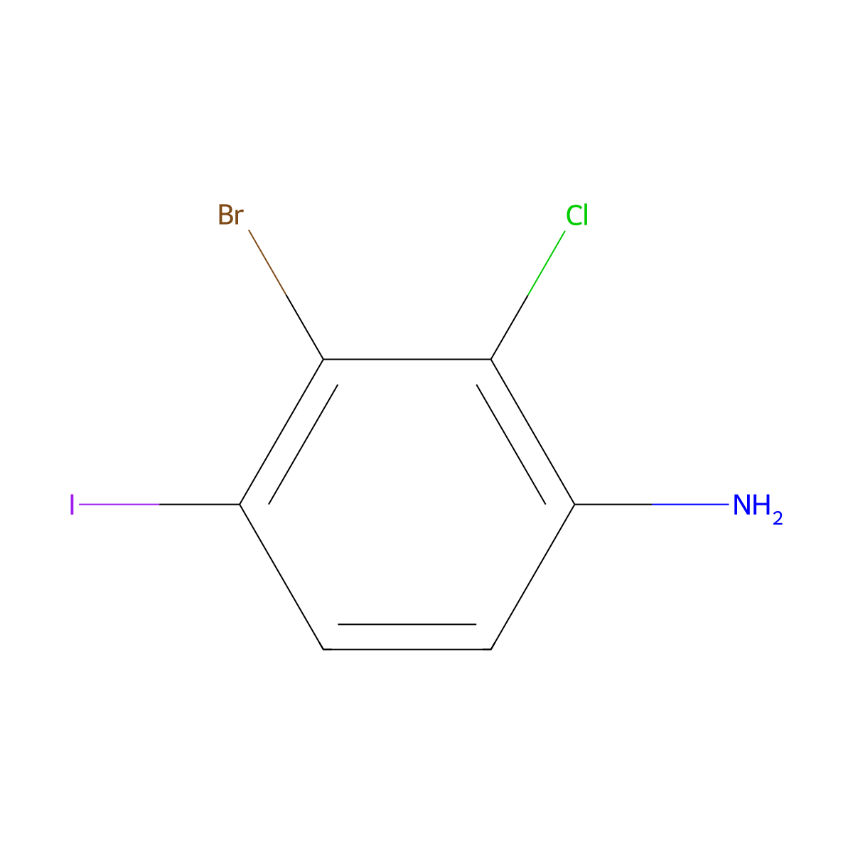 3-Bromo-2-chloro-4-iodoaniline molecular structure, CAS 2091222-22-7