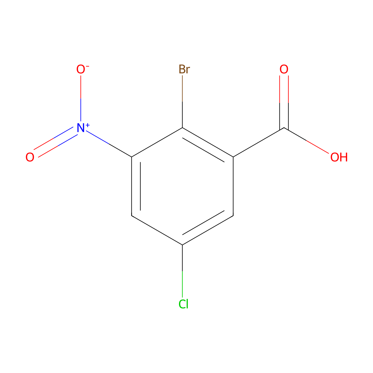 2-Bromo-5-chloro-3-nitrobenzoic acid molecular structure, CAS 2091226-90-1