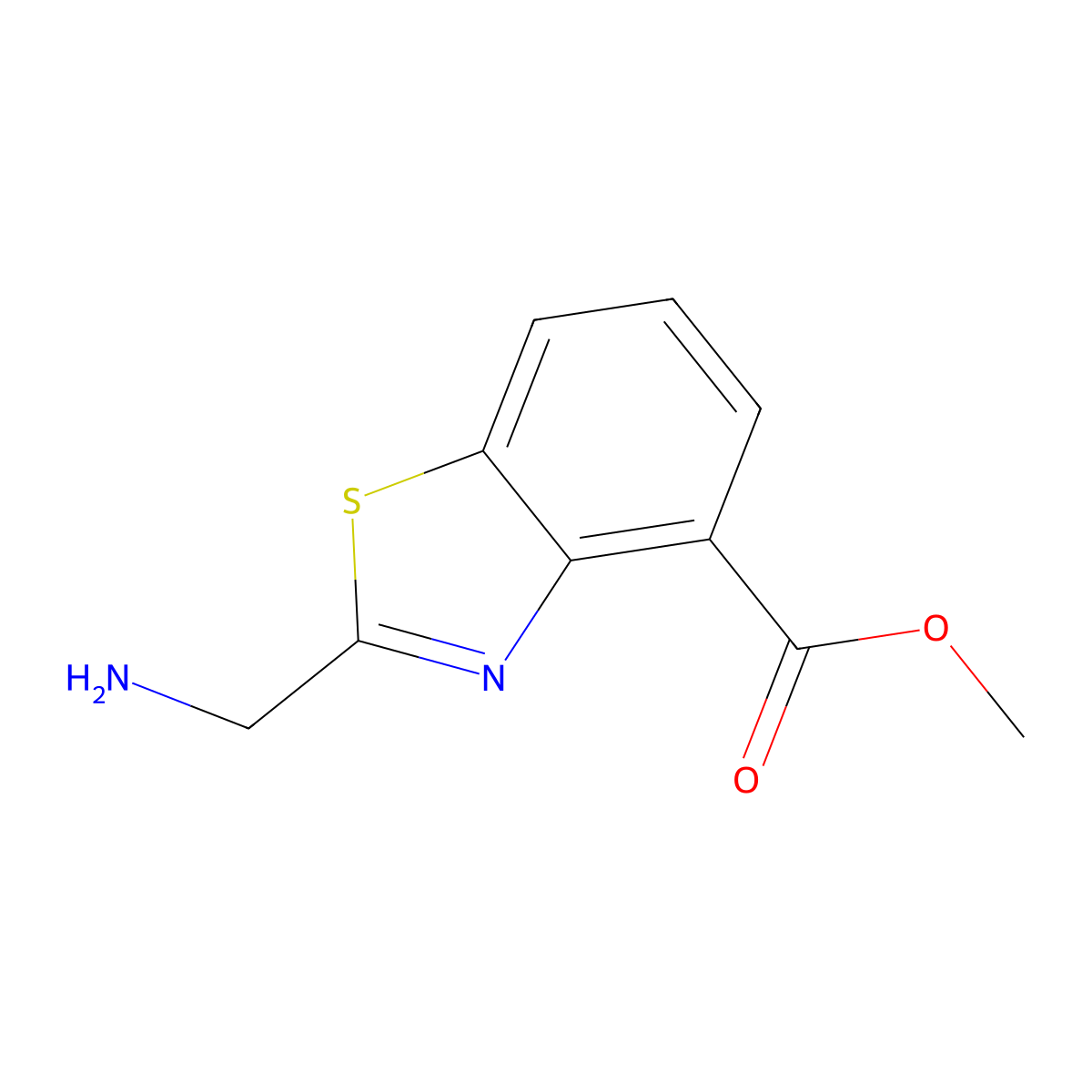 Methyl 2-(aminomethyl)-1,3-benzothiazole-4-carboxylate molecular structure, CAS 2091237-73-7