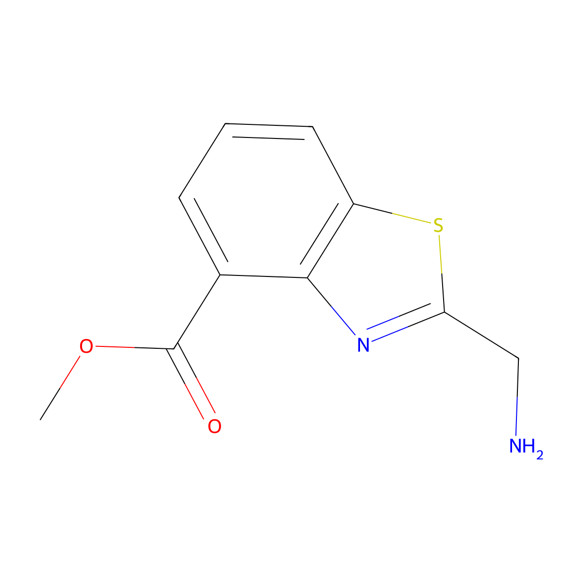 Methyl 2-(aminomethyl)-1,3-benzothiazole-4-carboxylate molecular structure, CAS 2091237-73-7