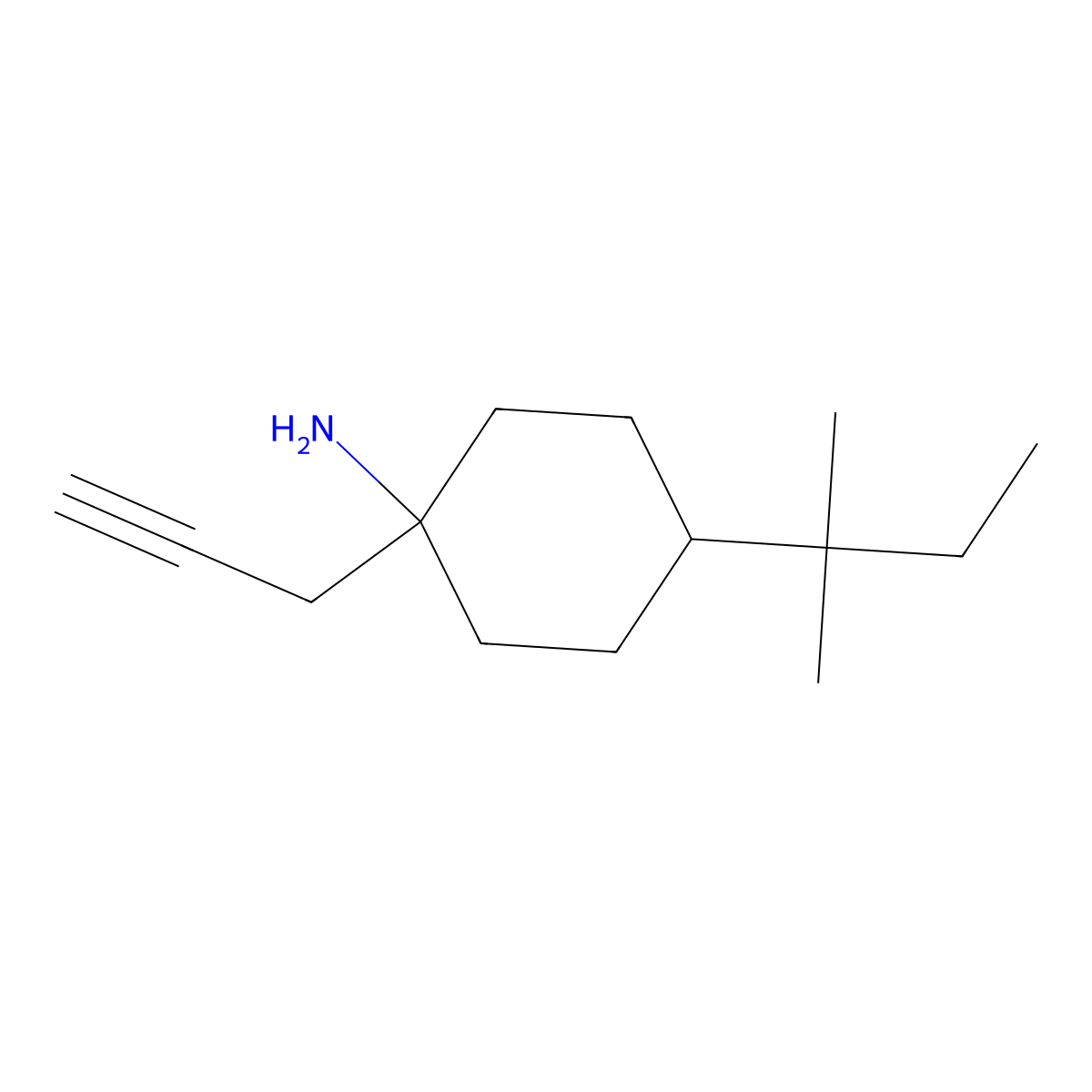 4-(2-Methylbutan-2-yl)-1-(prop-2-yn-1-yl)cyclohexan-1-amine molecular structure, CAS 2091242-98-5