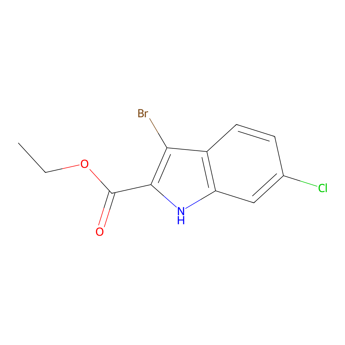 Ethyl 3-Bromo-6-Chloro-1H-Indole-2-Carboxylate molecular structure, CAS 2091246-54-5