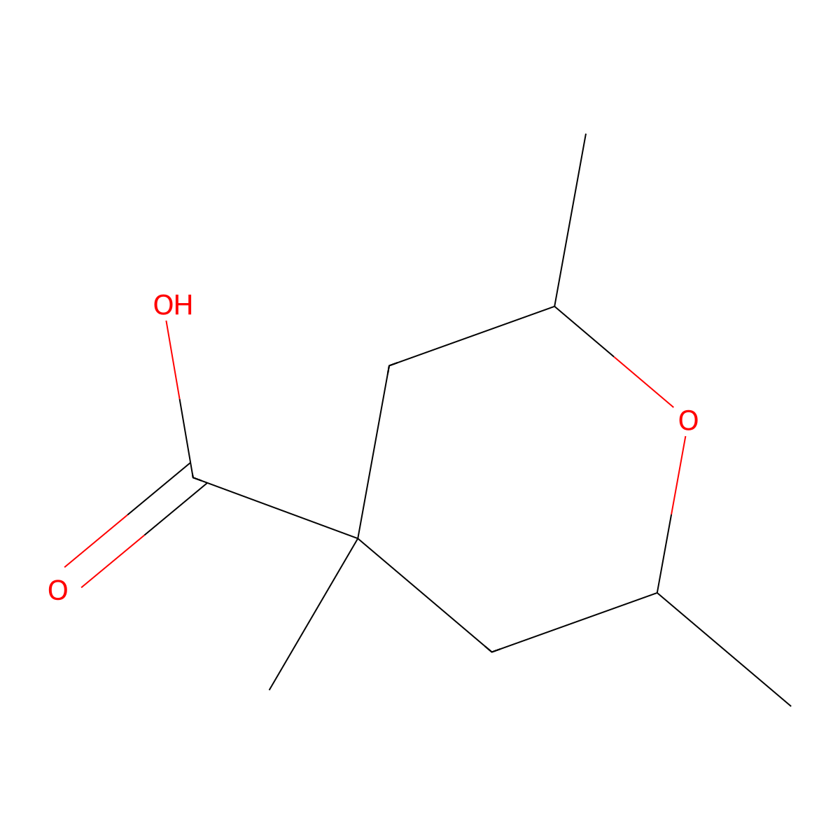 2,4,6-Trimethyloxane-4-carboxylic acid molecular structure, CAS 2091246-88-5