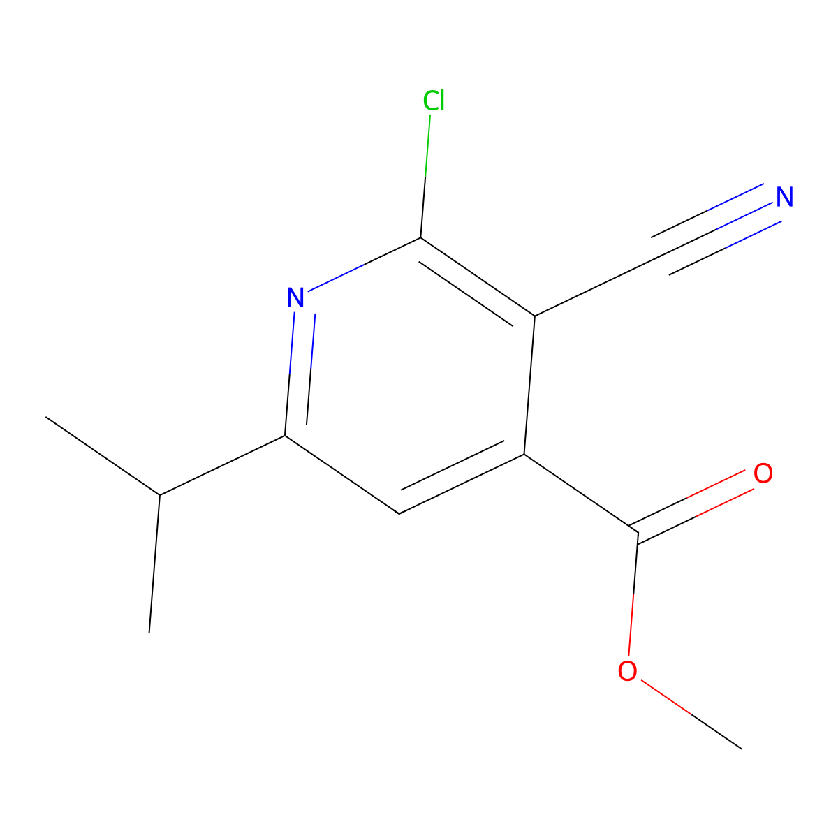 Methyl 2-chloro-3-cyano-6-isopropylisonicotinate molecular structure, CAS 2091247-27-5