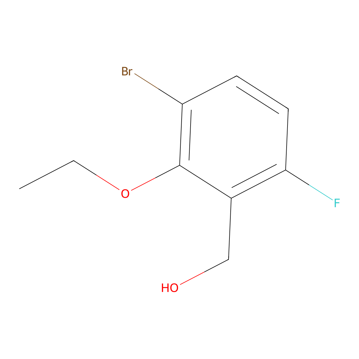 (3-Bromo-2-ethoxy-6-fluorophenyl)methanol molecular structure, CAS 2091249-76-0