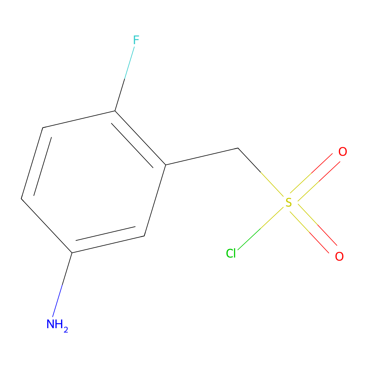 (5-Amino-2-fluorophenyl)methanesulfonyl chloride molecular structure, CAS 2091250-37-0
