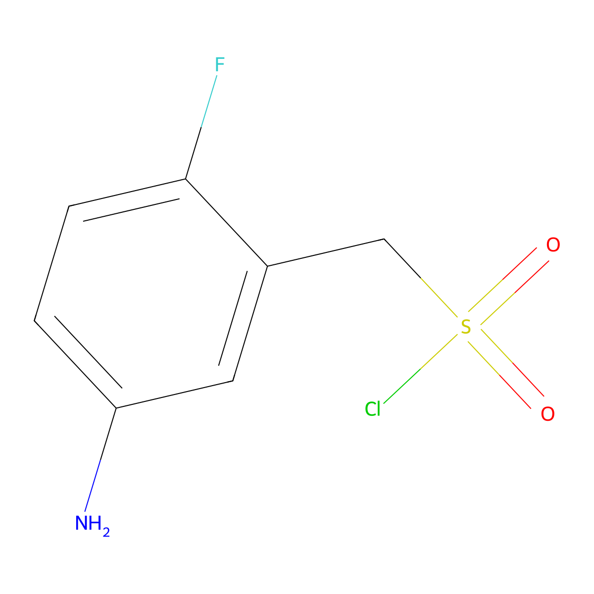 (5-Amino-2-fluorophenyl)methanesulfonyl chloride molecular structure, CAS 2091250-37-0