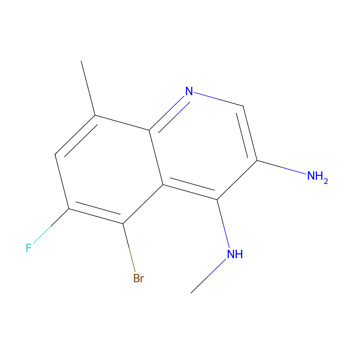 5-Bromo-6-fluoro-N4,8-dimethylquinoline-3,4-diamine molecular structure, CAS 2091252-11-6