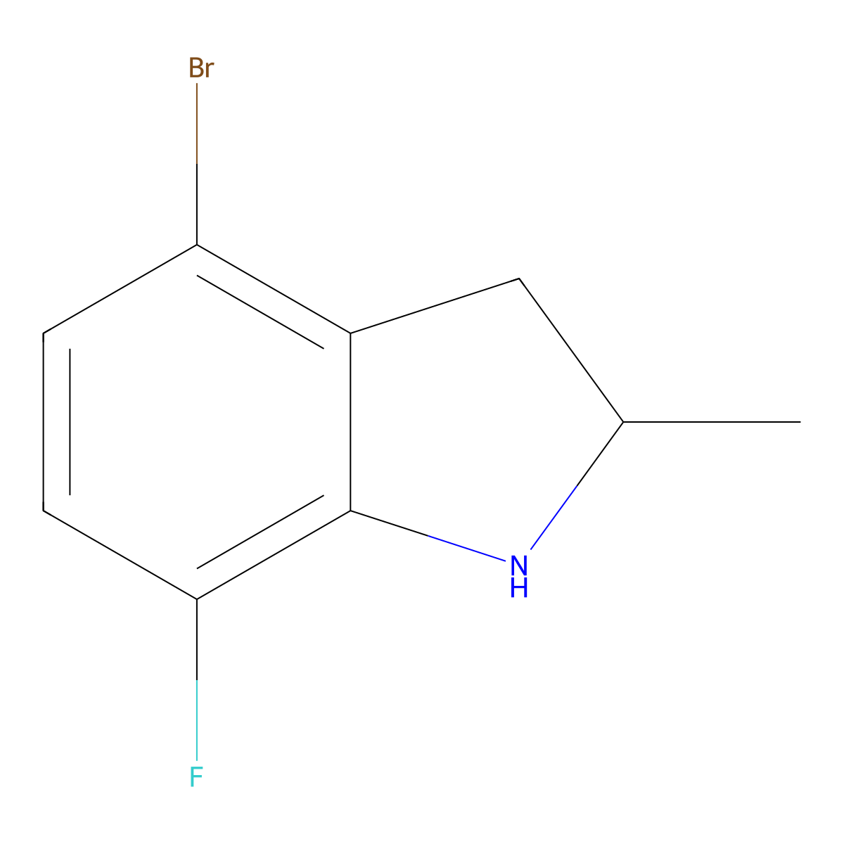 4-Bromo-7-fluoro-2-methylindoline molecular structure, CAS 2091252-65-0