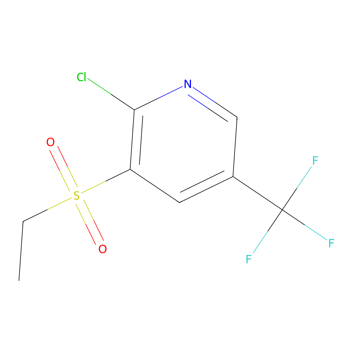 2-Chloro-3-(ethanesulfonyl)-5-(trifluoromethyl)pyridine molecular structure, CAS 2091252-69-4