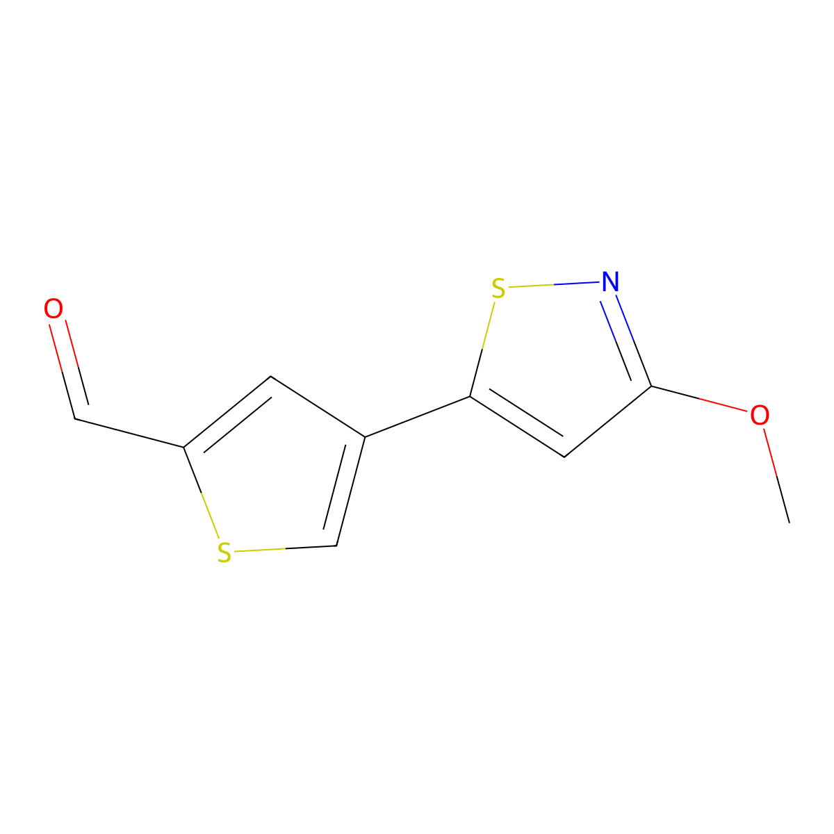 4-(3-Methoxy-1,2-thiazol-5-yl)thiophene-2-carbaldehyde molecular structure, CAS 2091252-71-8
