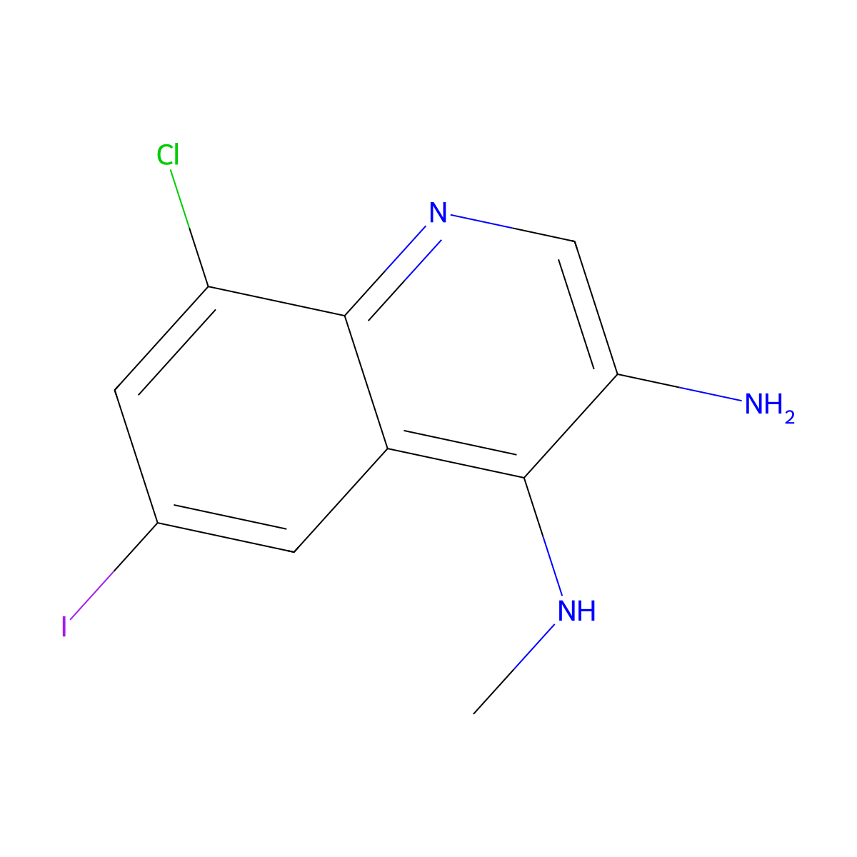 8-Chloro-6-iodo-N4-methylquinoline-3,4-diamine molecular structure, CAS 2091252-79-6