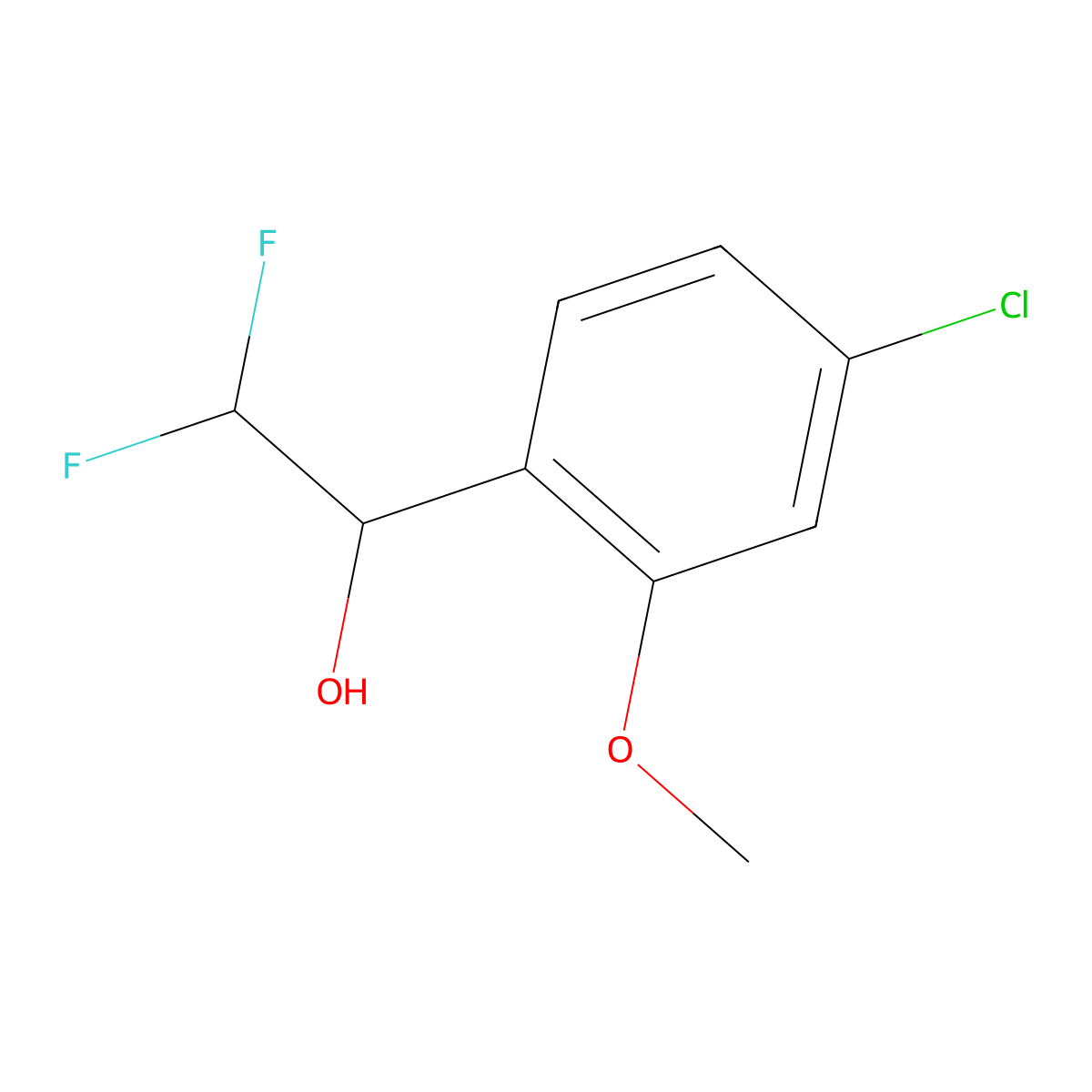 1-(4-Chloro-2-methoxyphenyl)-2,2-difluoroethan-1-ol molecular structure, CAS 2091253-68-6