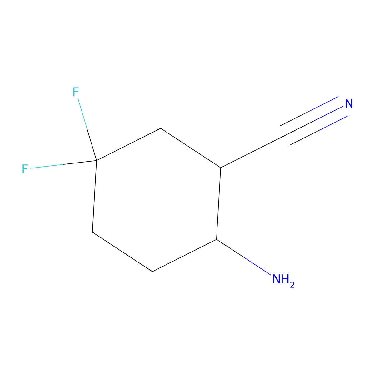 2-Amino-5,5-difluorocyclohexane-1-carbonitrile molecular structure, CAS 2091253-77-7
