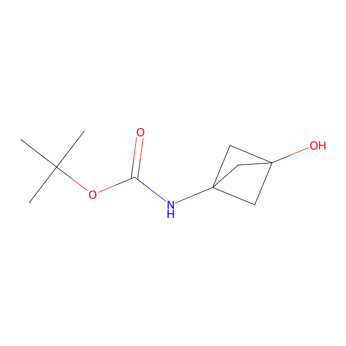 tert-butyl N-(3-hydroxy-1-bicyclo[1.1.1]pentanyl)carbamate molecular structure, CAS 2091263-82-8