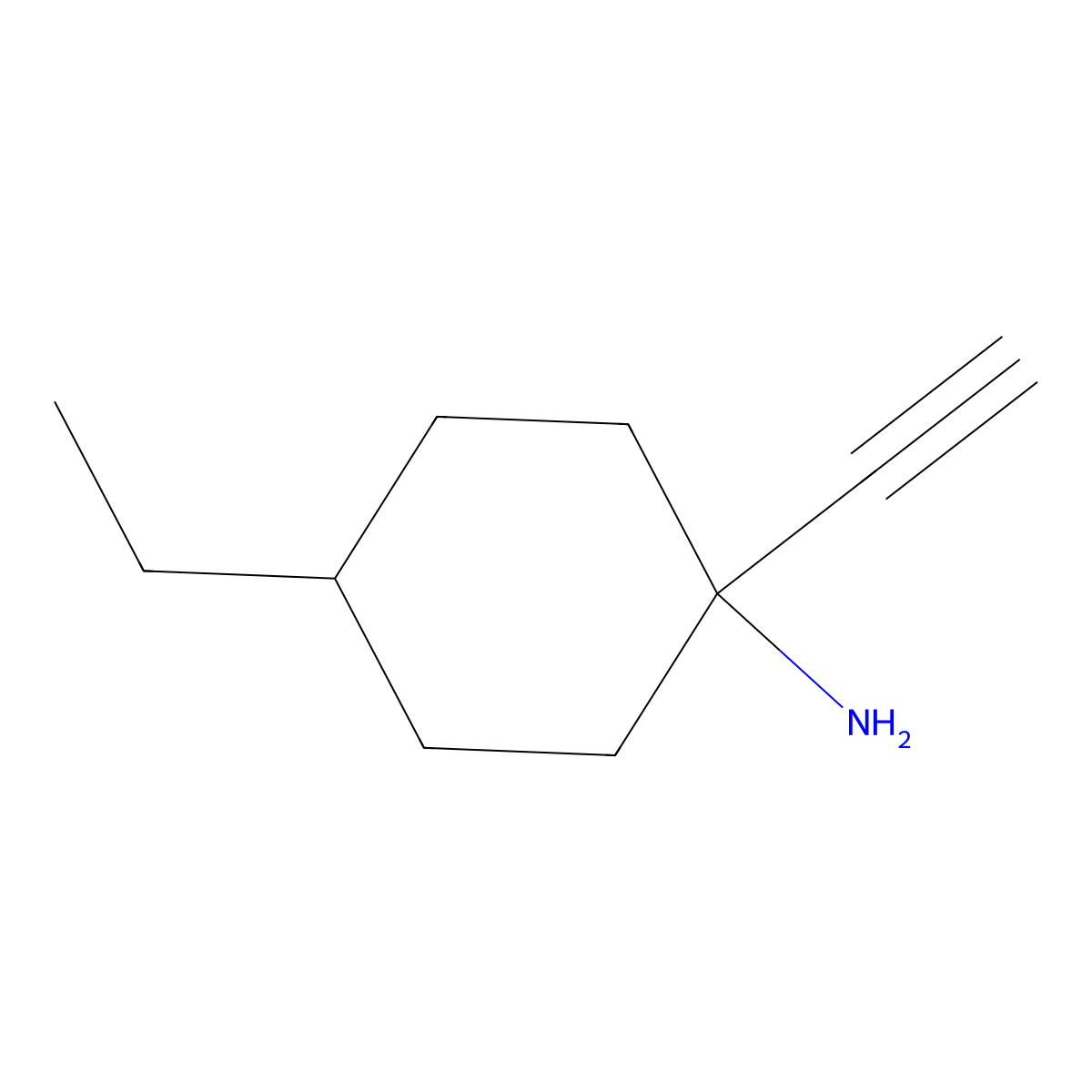 4-Ethyl-1-ethynylcyclohexan-1-amine molecular structure, CAS 2091264-82-1