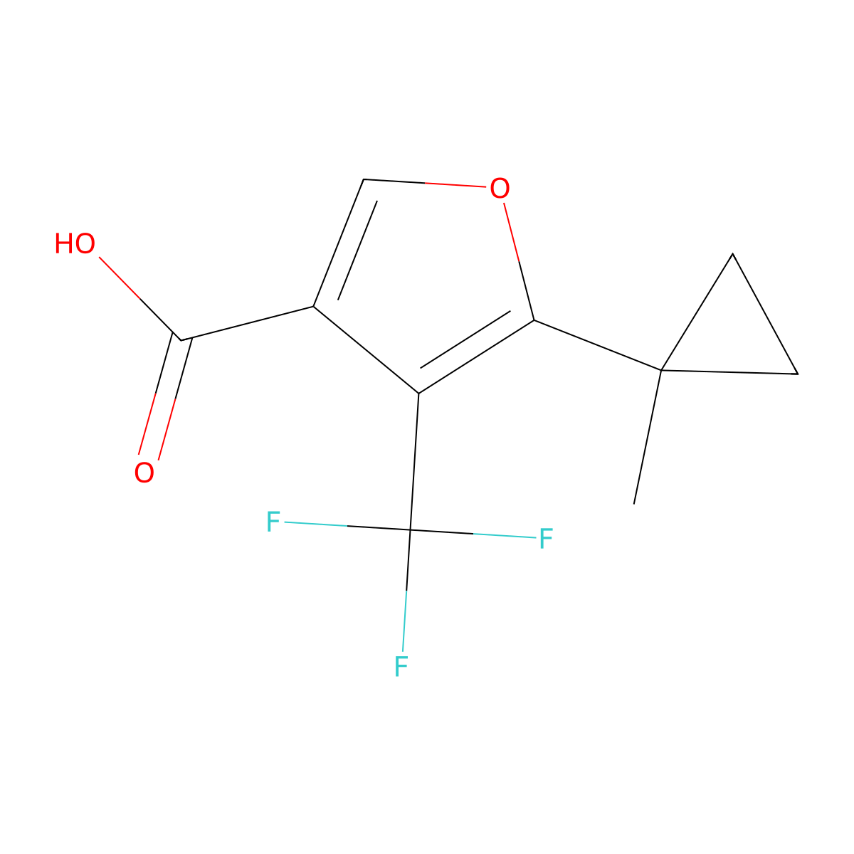 5-(1-Methylcyclopropyl)-4-(trifluoromethyl)furan-3-carboxylic acid molecular structure, CAS 2091265-27-7