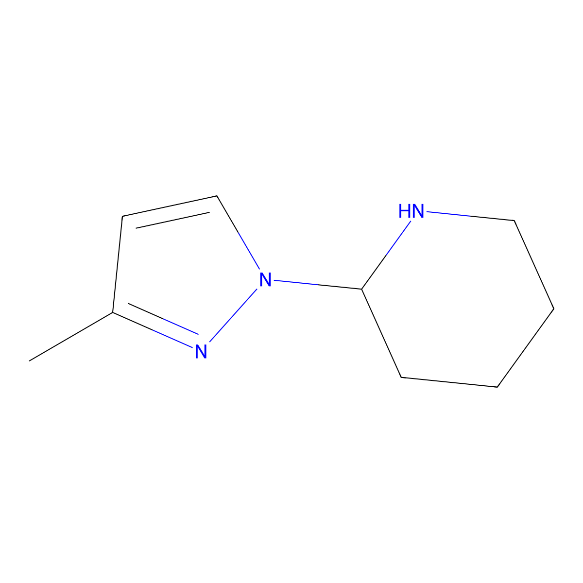 2-(3-Methyl-1H-pyrazol-1-yl)piperidine molecular structure, CAS 2091265-62-0