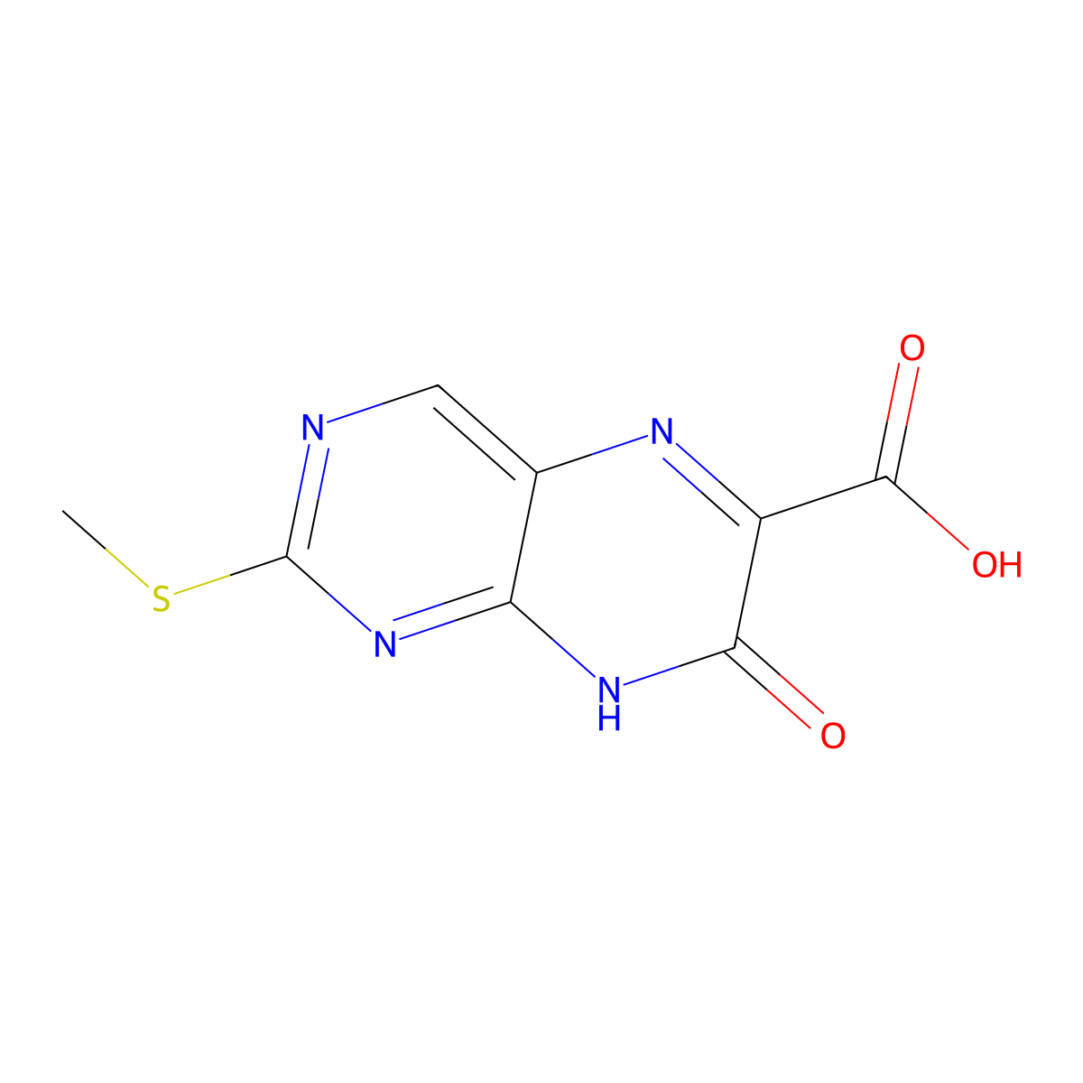 7-Hydroxy-2-(methylsulfanyl)pteridine-6-carboxylic acid molecular structure, CAS 2091265-64-2