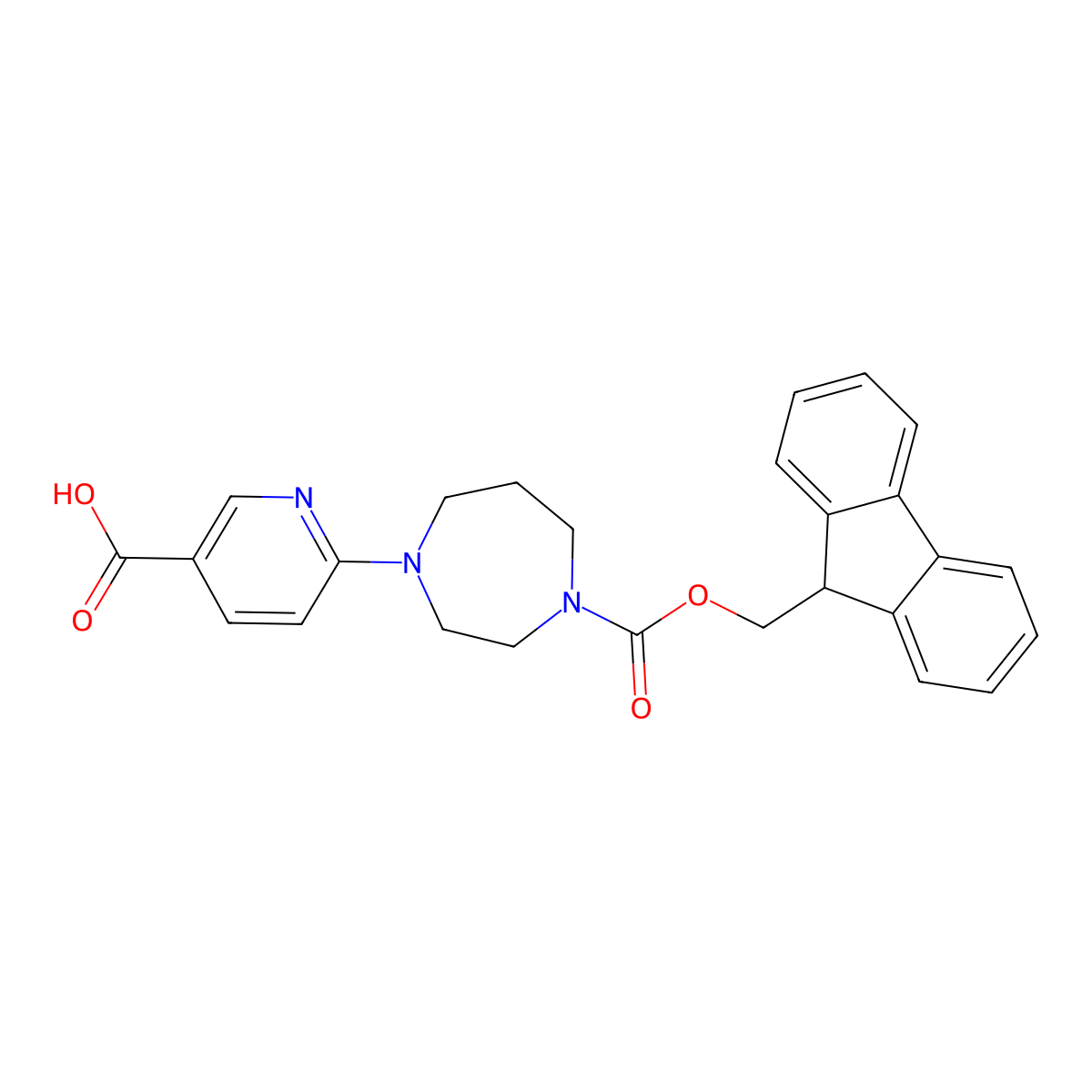 6-(4-{[(9H-fluoren-9-yl)methoxy]carbonyl}-1,4-diazepan-1-yl)pyridine-3-carboxylic acid molecular structure, CAS 2091267-46-6